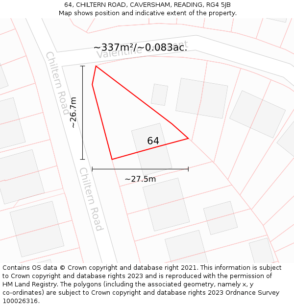 64, CHILTERN ROAD, CAVERSHAM, READING, RG4 5JB: Plot and title map