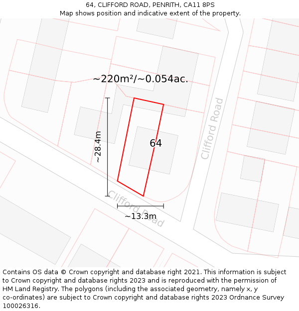 64, CLIFFORD ROAD, PENRITH, CA11 8PS: Plot and title map