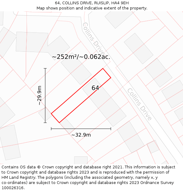 64, COLLINS DRIVE, RUISLIP, HA4 9EH: Plot and title map