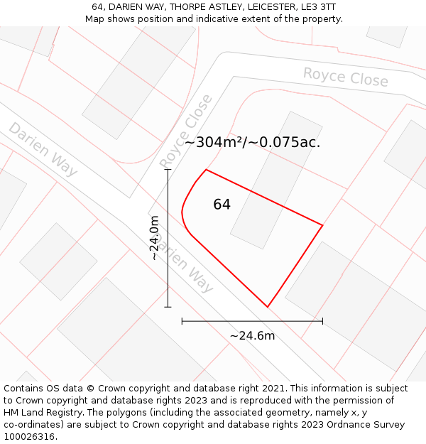 64, DARIEN WAY, THORPE ASTLEY, LEICESTER, LE3 3TT: Plot and title map