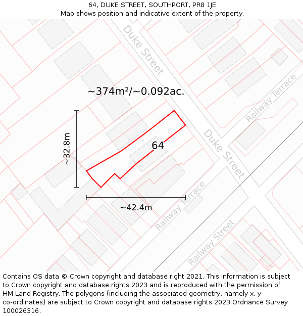64, DUKE STREET, SOUTHPORT, PR8 1JE: Plot and title map
