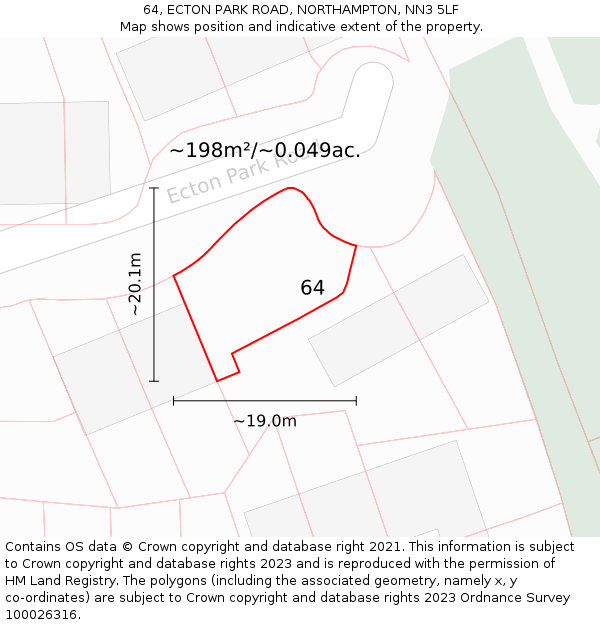 64, ECTON PARK ROAD, NORTHAMPTON, NN3 5LF: Plot and title map
