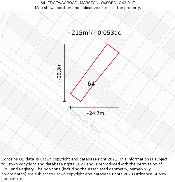 64, EDGEWAY ROAD, MARSTON, OXFORD, OX3 0HE: Plot and title map
