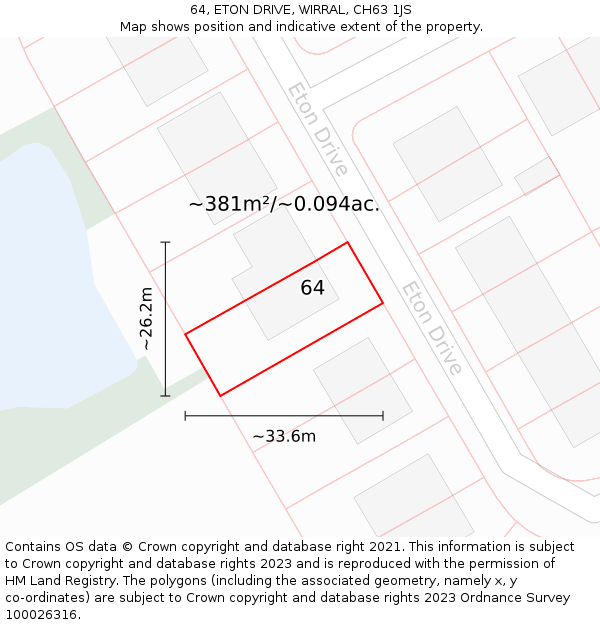 64, ETON DRIVE, WIRRAL, CH63 1JS: Plot and title map