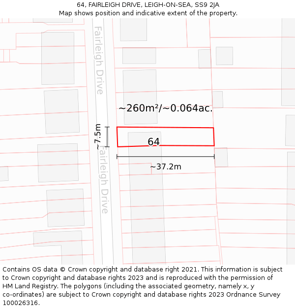 64, FAIRLEIGH DRIVE, LEIGH-ON-SEA, SS9 2JA: Plot and title map