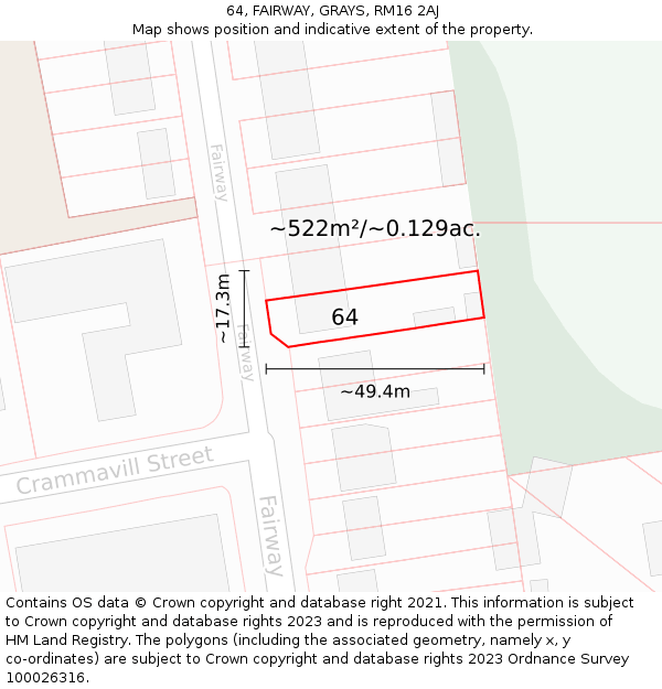 64, FAIRWAY, GRAYS, RM16 2AJ: Plot and title map