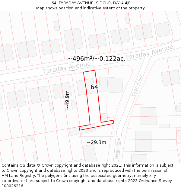 64, FARADAY AVENUE, SIDCUP, DA14 4JF: Plot and title map