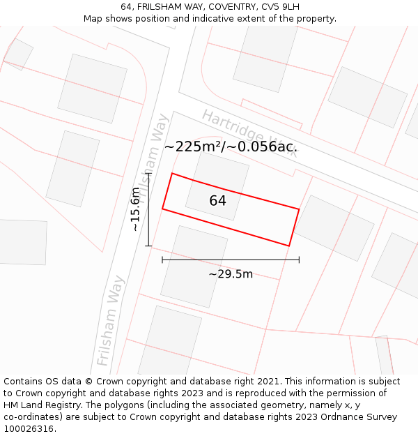 64, FRILSHAM WAY, COVENTRY, CV5 9LH: Plot and title map