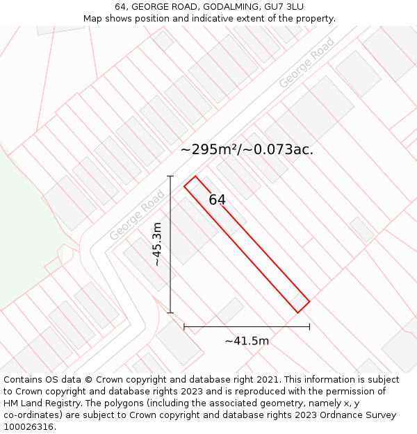 64, GEORGE ROAD, GODALMING, GU7 3LU: Plot and title map