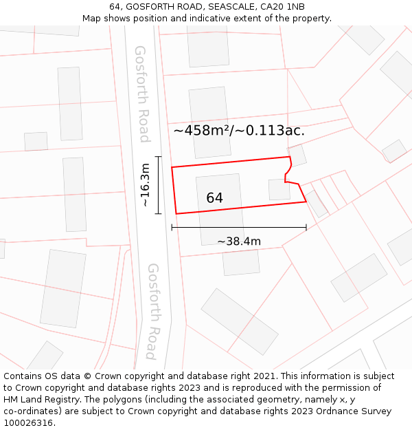 64, GOSFORTH ROAD, SEASCALE, CA20 1NB: Plot and title map