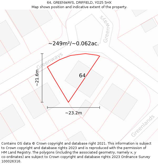 64, GREENWAYS, DRIFFIELD, YO25 5HX: Plot and title map