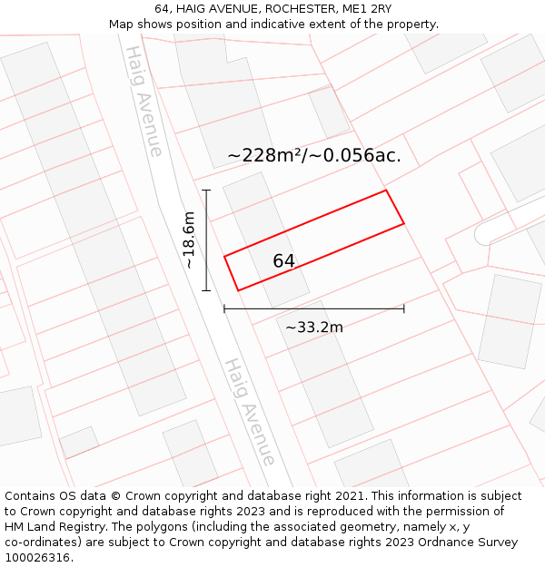64, HAIG AVENUE, ROCHESTER, ME1 2RY: Plot and title map