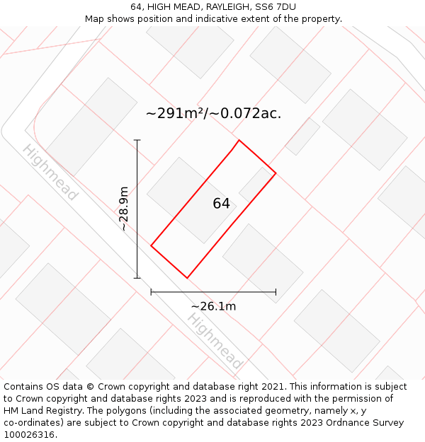 64, HIGH MEAD, RAYLEIGH, SS6 7DU: Plot and title map