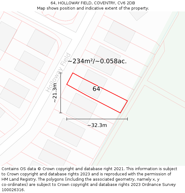 64, HOLLOWAY FIELD, COVENTRY, CV6 2DB: Plot and title map