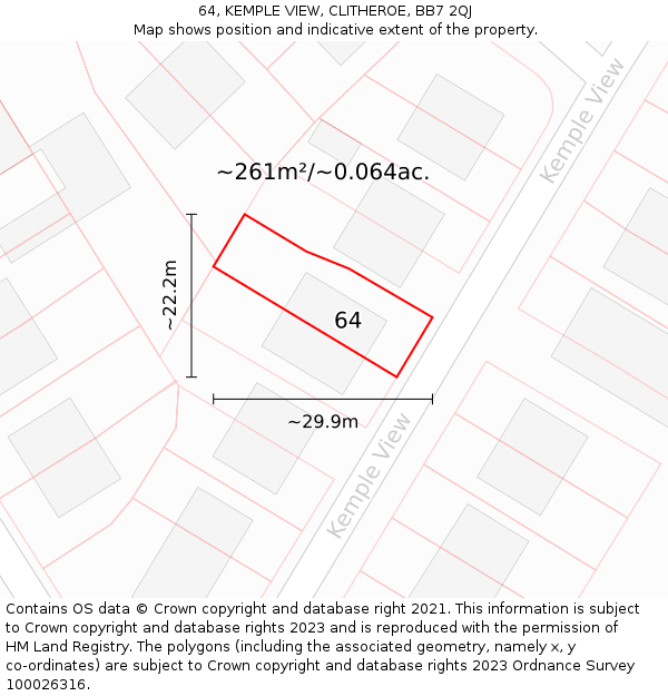 64, KEMPLE VIEW, CLITHEROE, BB7 2QJ: Plot and title map