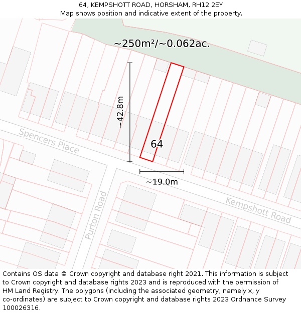 64, KEMPSHOTT ROAD, HORSHAM, RH12 2EY: Plot and title map