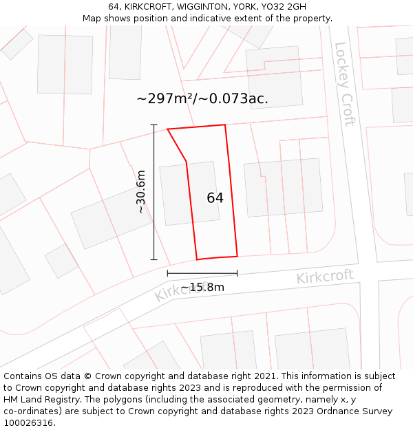 64, KIRKCROFT, WIGGINTON, YORK, YO32 2GH: Plot and title map