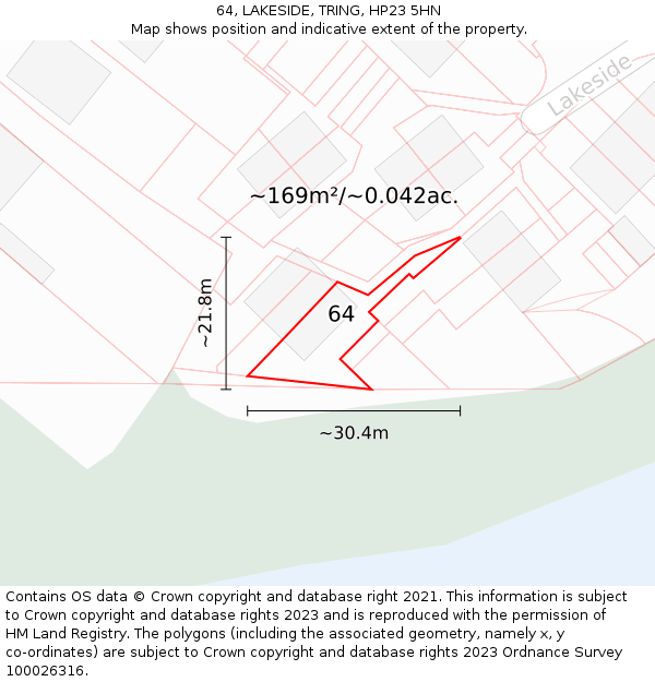 64, LAKESIDE, TRING, HP23 5HN: Plot and title map