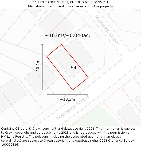 64, LESTRANGE STREET, CLEETHORPES, DN35 7HL: Plot and title map