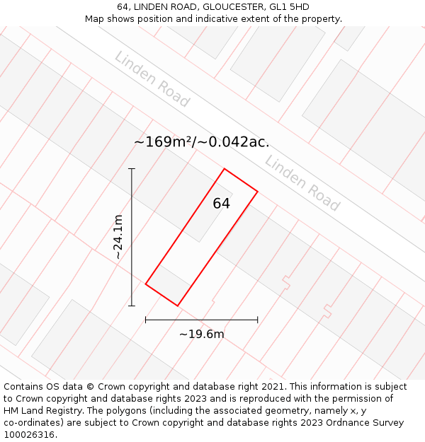 64, LINDEN ROAD, GLOUCESTER, GL1 5HD: Plot and title map