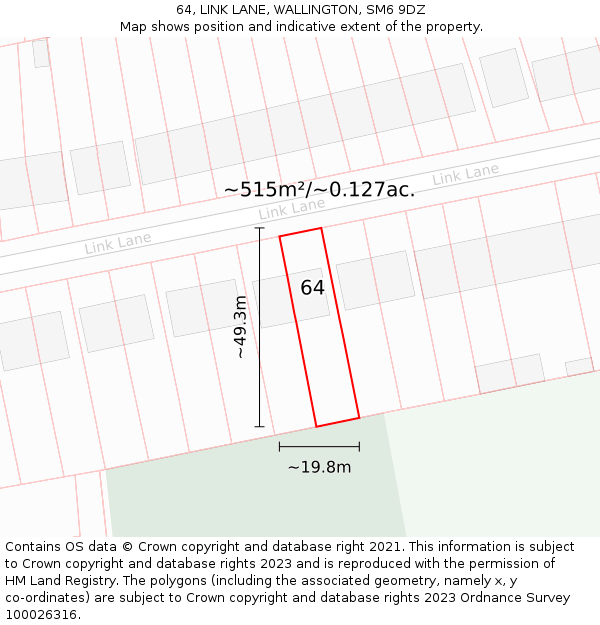 64, LINK LANE, WALLINGTON, SM6 9DZ: Plot and title map
