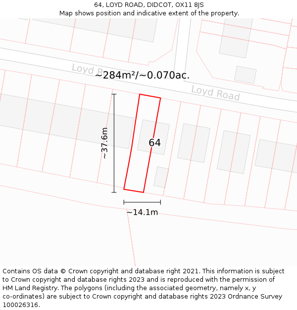 64, LOYD ROAD, DIDCOT, OX11 8JS: Plot and title map