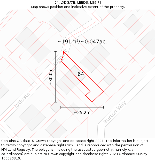 64, LYDGATE, LEEDS, LS9 7JJ: Plot and title map