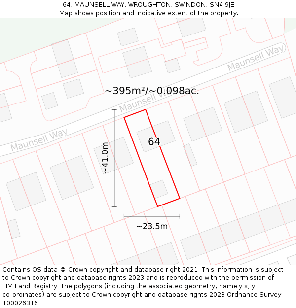 64, MAUNSELL WAY, WROUGHTON, SWINDON, SN4 9JE: Plot and title map