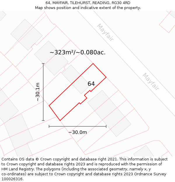 64, MAYFAIR, TILEHURST, READING, RG30 4RD: Plot and title map