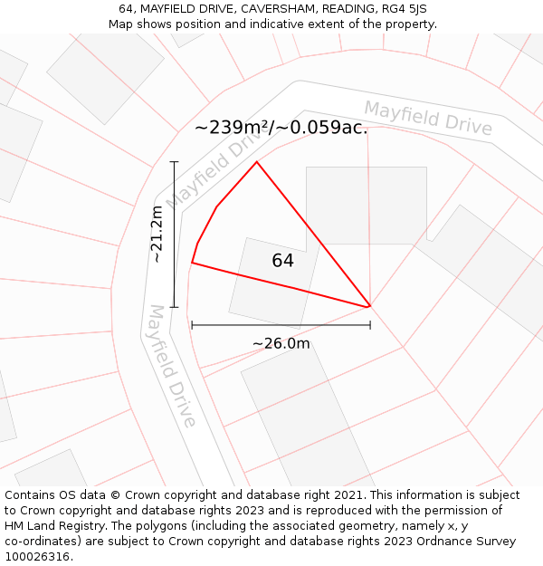 64, MAYFIELD DRIVE, CAVERSHAM, READING, RG4 5JS: Plot and title map