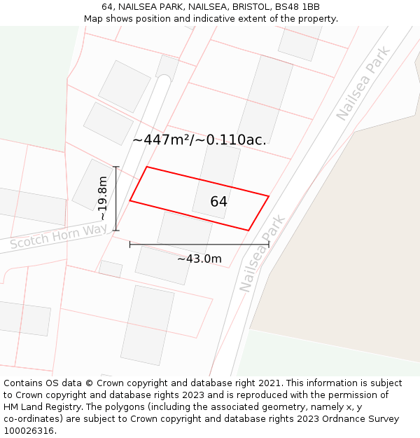64, NAILSEA PARK, NAILSEA, BRISTOL, BS48 1BB: Plot and title map