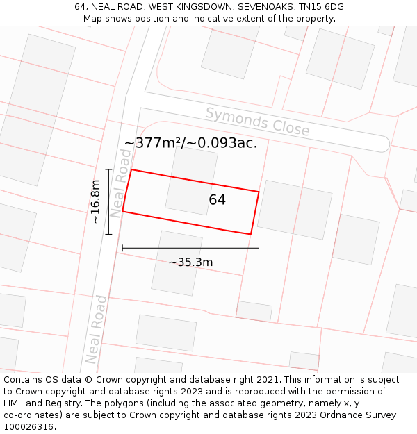 64, NEAL ROAD, WEST KINGSDOWN, SEVENOAKS, TN15 6DG: Plot and title map