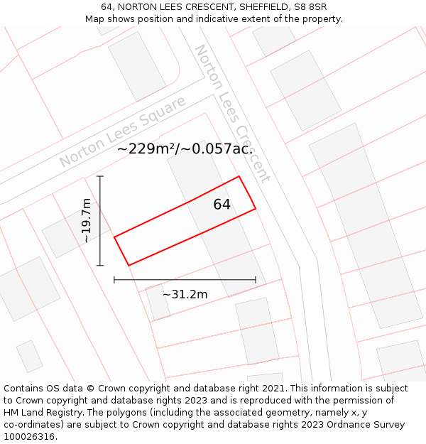 64, NORTON LEES CRESCENT, SHEFFIELD, S8 8SR: Plot and title map