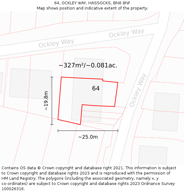 64, OCKLEY WAY, HASSOCKS, BN6 8NF: Plot and title map