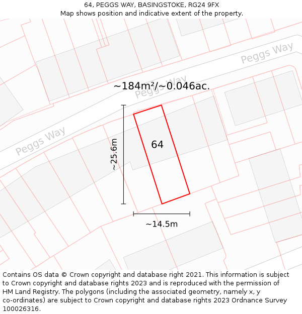 64, PEGGS WAY, BASINGSTOKE, RG24 9FX: Plot and title map