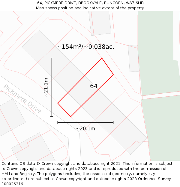 64, PICKMERE DRIVE, BROOKVALE, RUNCORN, WA7 6HB: Plot and title map