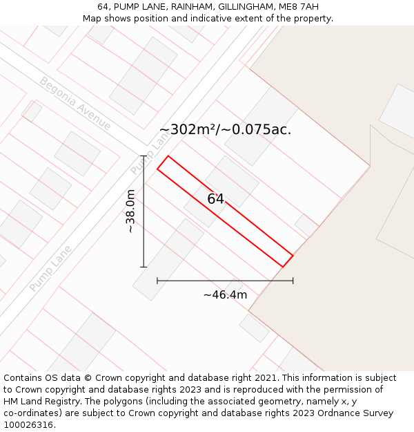 64, PUMP LANE, RAINHAM, GILLINGHAM, ME8 7AH: Plot and title map