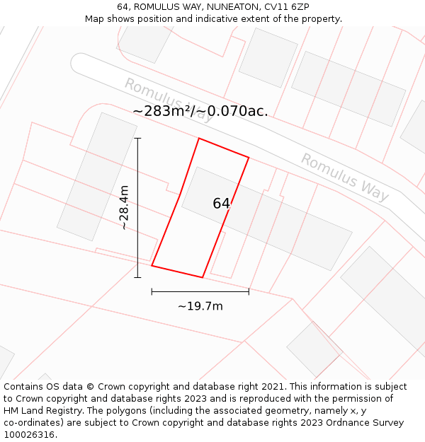 64, ROMULUS WAY, NUNEATON, CV11 6ZP: Plot and title map