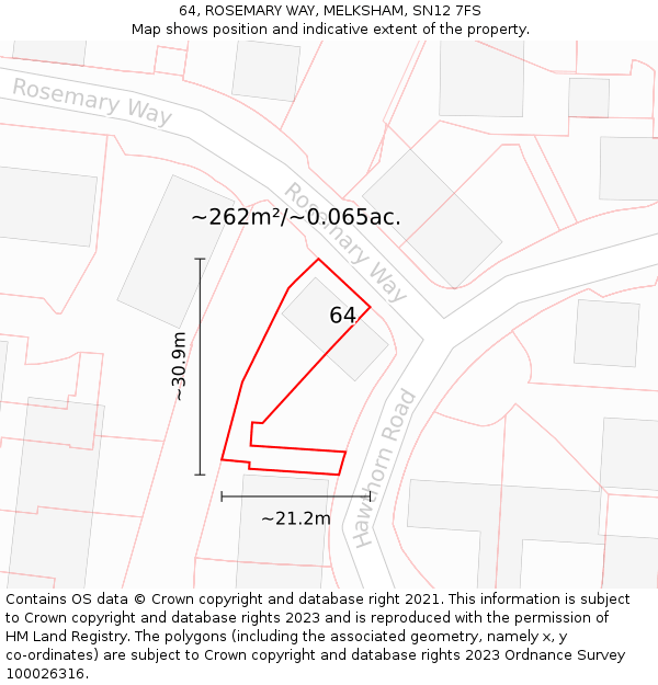 64, ROSEMARY WAY, MELKSHAM, SN12 7FS: Plot and title map