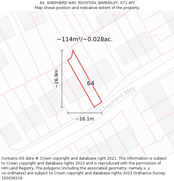 64, SHEPHERD WAY, ROYSTON, BARNSLEY, S71 4FY: Plot and title map