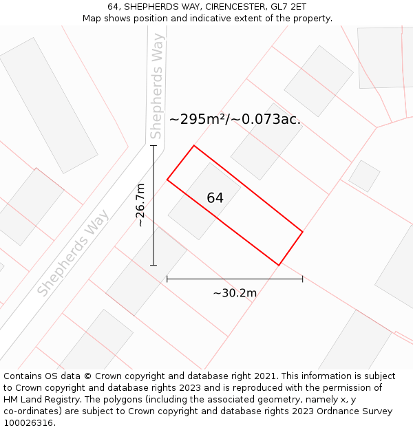 64, SHEPHERDS WAY, CIRENCESTER, GL7 2ET: Plot and title map