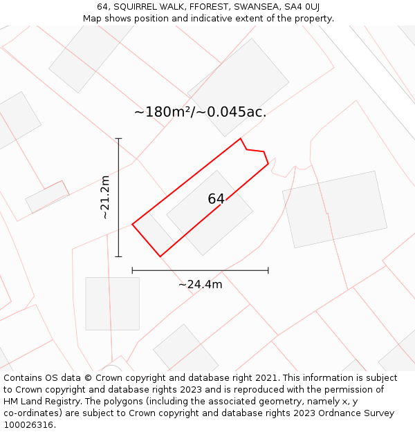 64, SQUIRREL WALK, FFOREST, SWANSEA, SA4 0UJ: Plot and title map