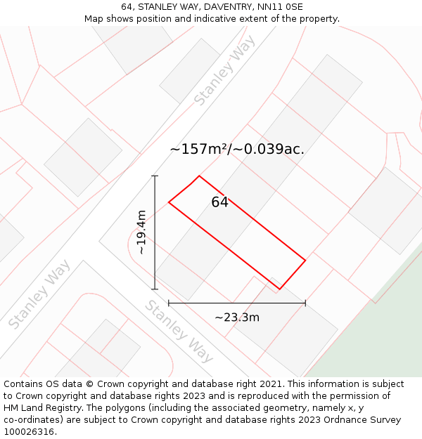 64, STANLEY WAY, DAVENTRY, NN11 0SE: Plot and title map