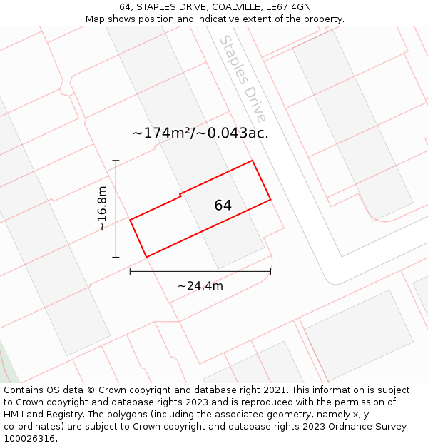 64, STAPLES DRIVE, COALVILLE, LE67 4GN: Plot and title map