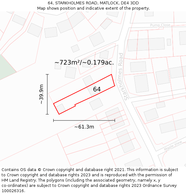 64, STARKHOLMES ROAD, MATLOCK, DE4 3DD: Plot and title map