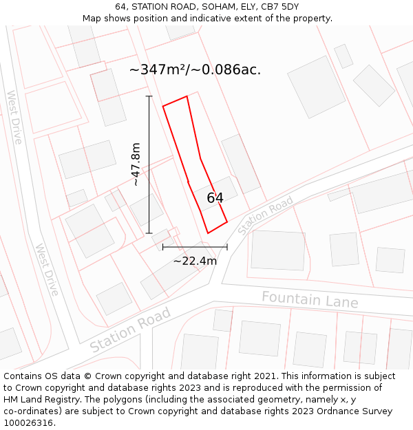 64, STATION ROAD, SOHAM, ELY, CB7 5DY: Plot and title map