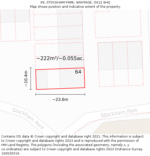 64, STOCKHAM PARK, WANTAGE, OX12 9HQ: Plot and title map