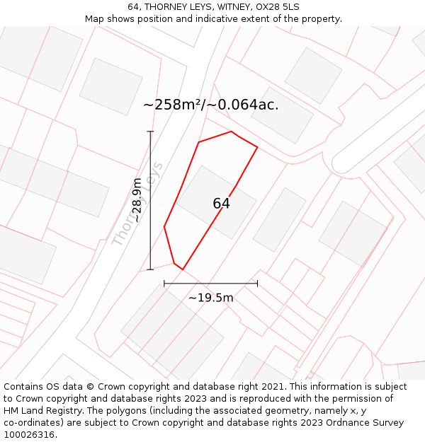 64, THORNEY LEYS, WITNEY, OX28 5LS: Plot and title map