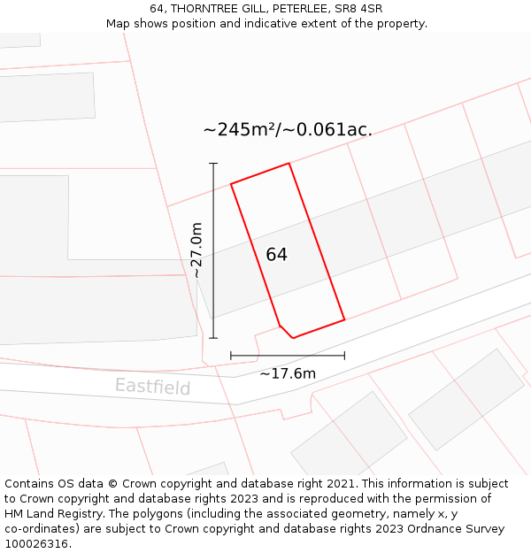 64, THORNTREE GILL, PETERLEE, SR8 4SR: Plot and title map