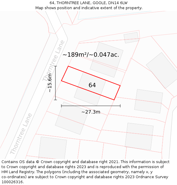64, THORNTREE LANE, GOOLE, DN14 6LW: Plot and title map